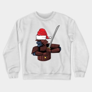 Santa Hat-Wearing Samurai Warrior Funny Christmas Holiday Crewneck Sweatshirt